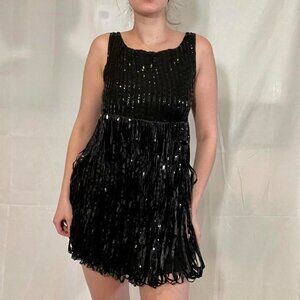 Sequin Black Mini Dress Alice + Olivia